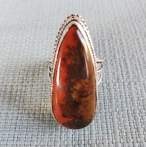 New Moroccan Seam Agate 925 Silver Ring. Size 8 - Picture 4 of 12